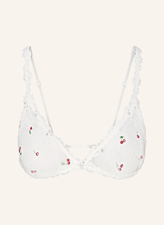 SKIMS Trojúhelníková podprsenka STRETCH LACE IVORY CHERRY PRINT