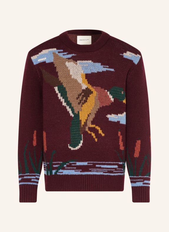 GANT sweater DARK RED / LIGHT BROWN / LIGHT BLUE