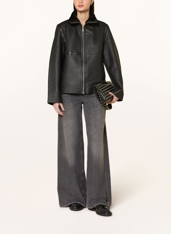 SELECTED Femme kožená bunda ČERNÁ