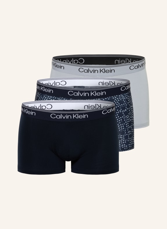 Calvin Klein Boxerky MICROFIBER STRETCH, 3 kusy v balení TMAVĚ MODRÁ / ŠEDÁ