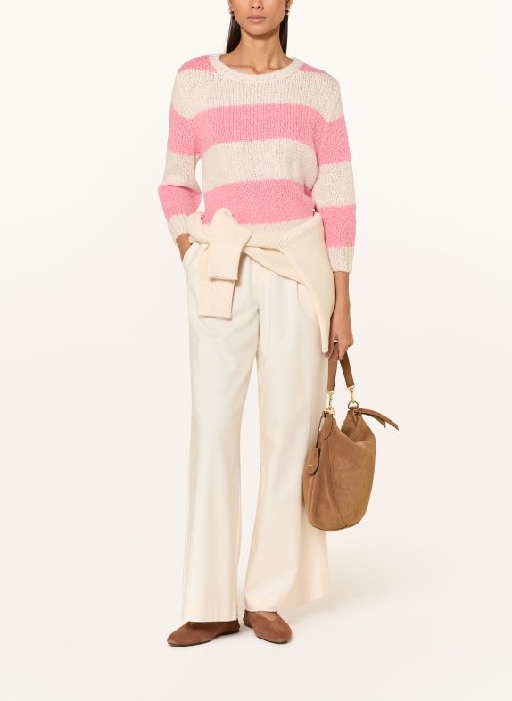 oui Tröja med 3/4-ärmar ROSA / ECRU
