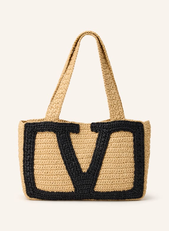 VALENTINO GARAVANI Torba shopper VIVA SUPERSTAR CROCHET MEDIUM BEŻOWY / CZARNY