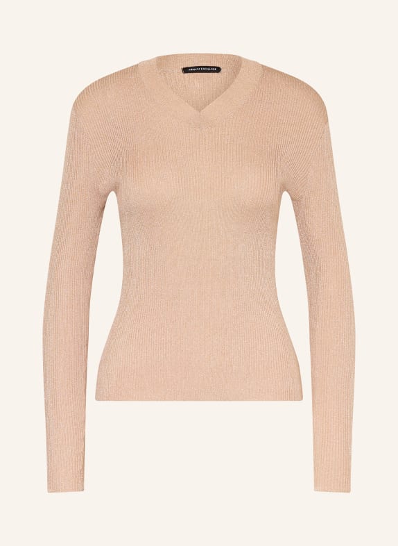ARMANI EXCHANGE Longsleeve mit Glitzergarn ROSÉGOLD