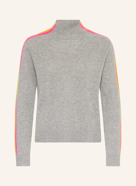 FROM FUTURE Cashmere sweater with braid trim GRAY / NEON PINK / NEON YELLOW