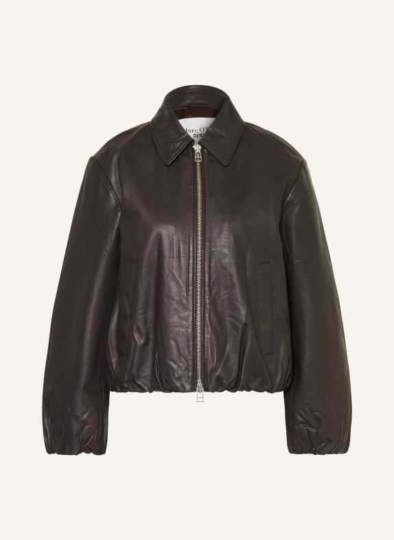 Marc O'Polo DENIM kurtka skórzana CIEMNOBRĄZOWY