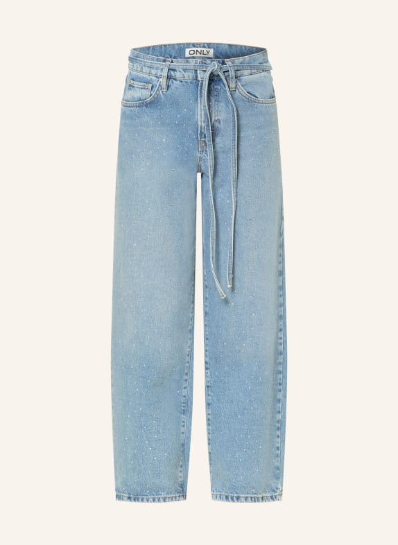 ONLY Wide Leg Jeans mit Schmucksteinen Light Blue Denim/RHINESTONES