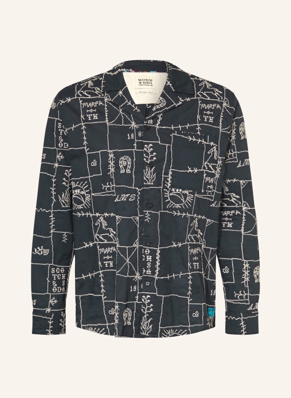 SCOTCH & SODA Hemd Relaxed Fit DUNKELBLAU / WEISS