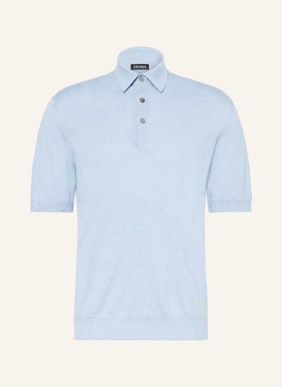ZEGNA Knitted polo shirt with silk LIGHT BLUE