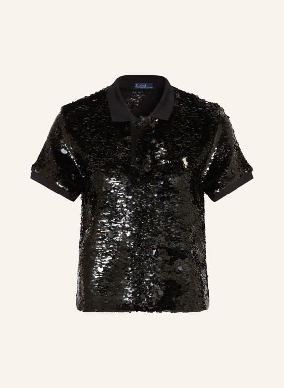 POLO RALPH LAUREN Mesh-Poloshirt mit Pailletten SCHWARZ