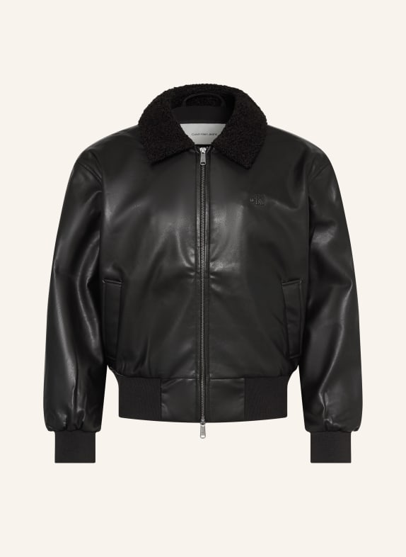 Calvin Klein Jeans Blouson in Lederoptik mit Kunstfell SCHWARZ
