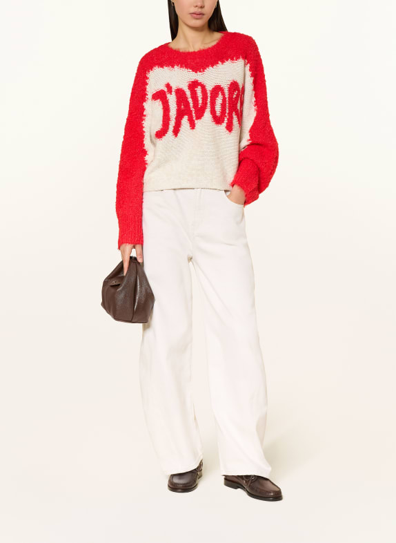 oui Pullover CREME / ROT