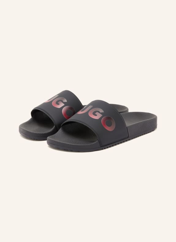 HUGO Pantoletten TIMEIN SCHWARZ / DUNKELROT