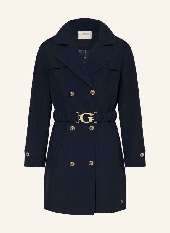 GUESS trenchcoat TMAVĚ MODRÁ