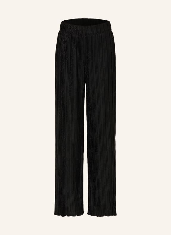 GUESS Marlene pants with pleats and glitter thread BLACK / SILVER