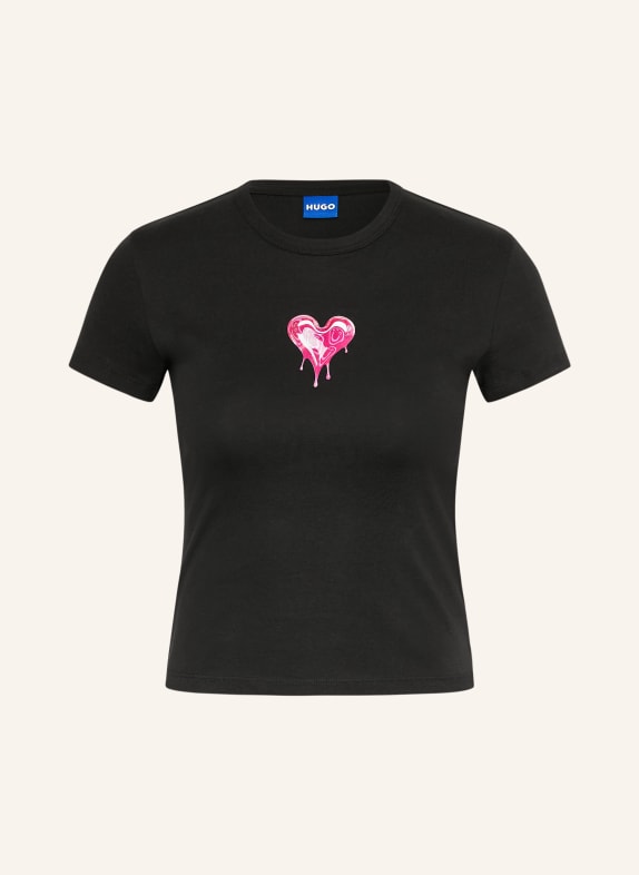 HUGO T-Shirt DEVER SCHWARZ / PINK