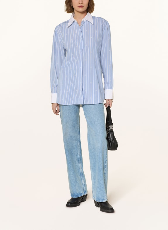 HUGO Oversized overhemdblouse ERSENNY LICHTBLAUW / WIT