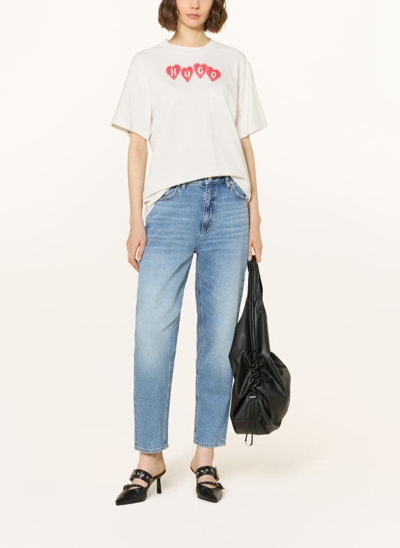 HUGO T-shirt VINTAGE TEE ECRU / ROOD