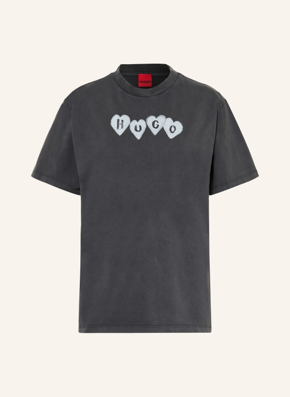 HUGO Koszulka VINTAGE TEE CZIEMNOSZARY