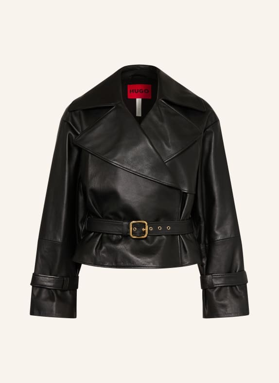 HUGO Kurtka skórzana LANITTE CZARNY