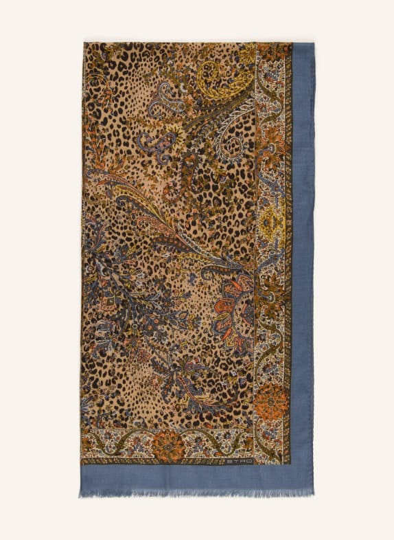 ETRO Schal TOSCA mit Kaschmir und Seide BEIGE / KHAKI / BLAU