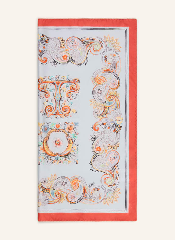ETRO silk scarf LIGHT GRAY / LIGHT RED / LIGHT ORANGE