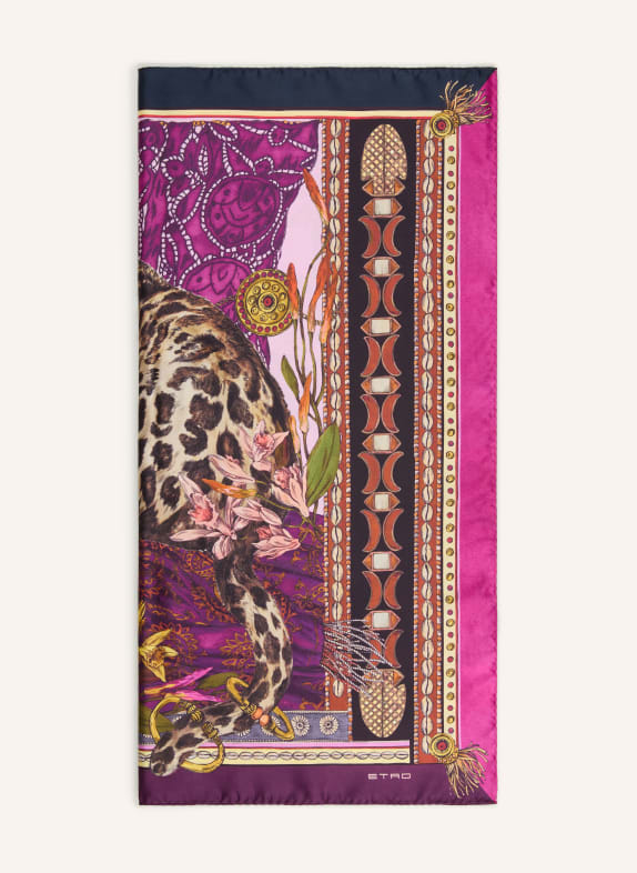 ETRO silk scarf DARK PURPLE / BROWN / BLUE