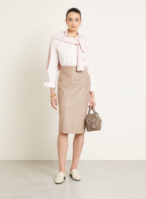Max Mara Leather skirt RICAMO TAUPE