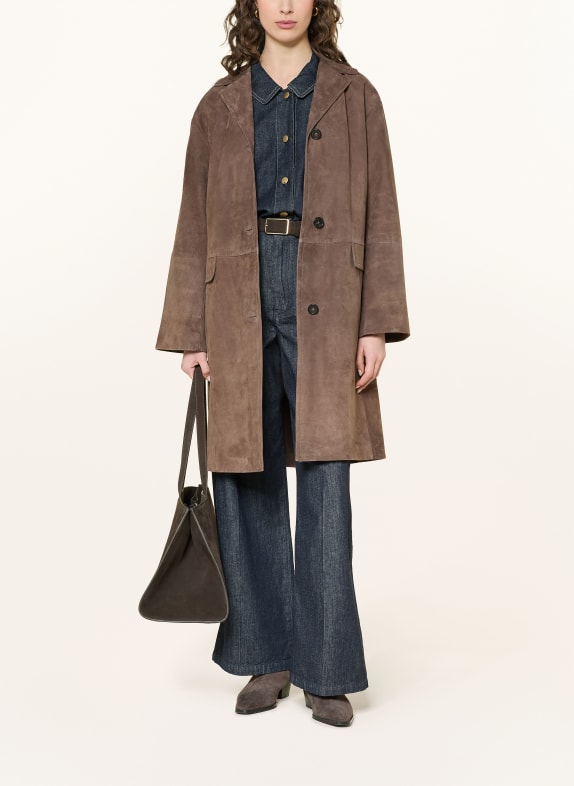 S Max Mara ORTENSIA leather coat BROWN