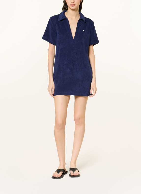 POLO RALPH LAUREN Plážové šaty z froté TMAVĚ MODRÁ / BÍLÁ