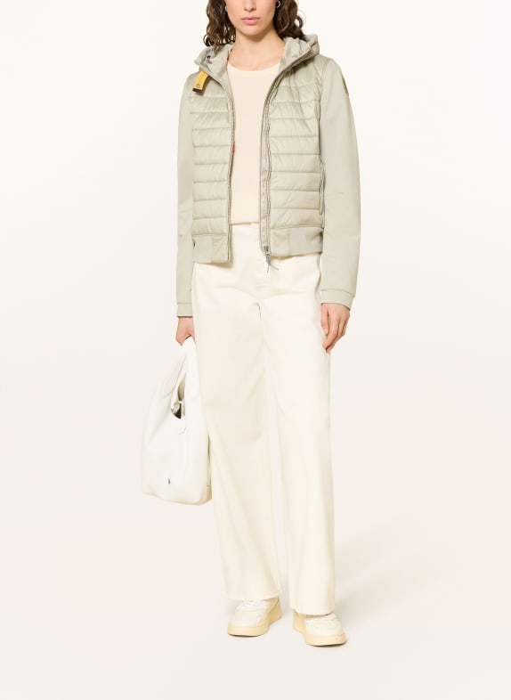 PARAJUMPERS Prošívaná bunda CAELIE z kombinace materiálů SVĚTLE ZELENÁ