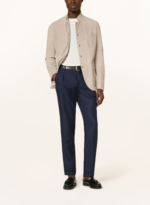 eleventy Chino extra slim fit met linnen DONKERBLAUW