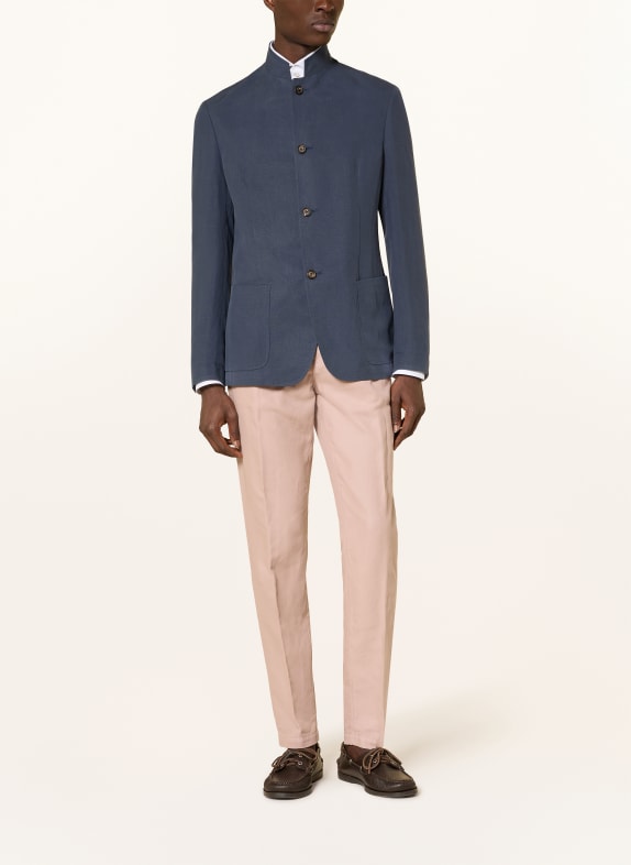 eleventy Slim fit jasje met linnen DONKERBLAUW
