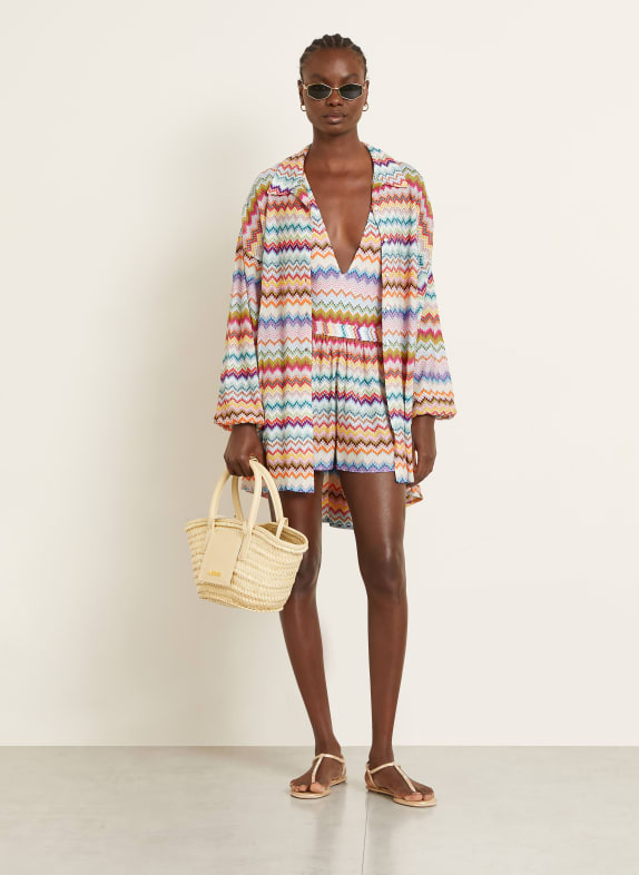 MISSONI Strikkede shorts med glimmergarn ECRU / RØD / LYSEBLÅ