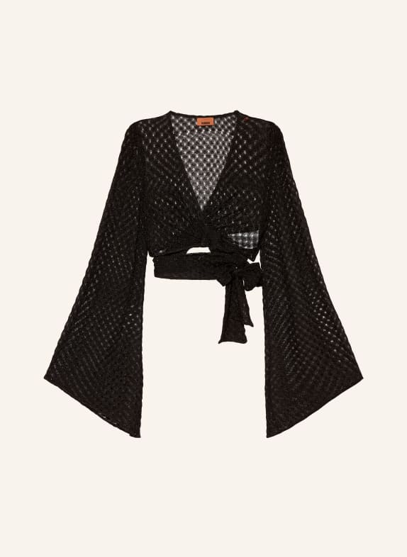 MISSONI Cropped-Wickelbluse mit Glitzergarn SCHWARZ