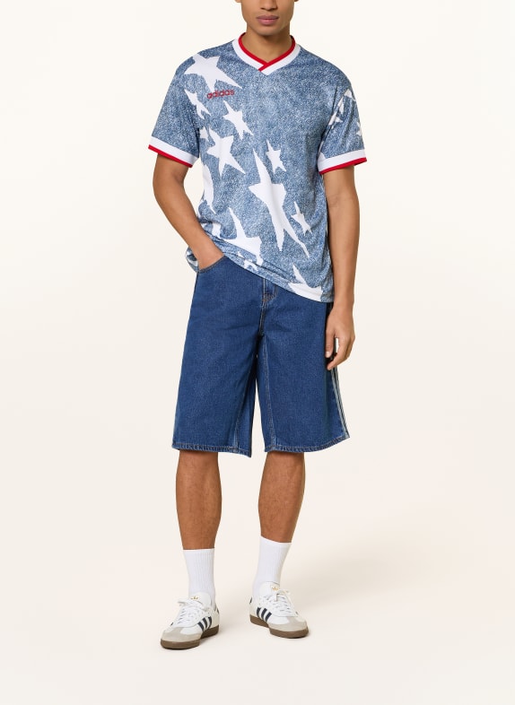 adidas Tricou DENIM JERSEY ALBASTRU / ROȘU / ALB