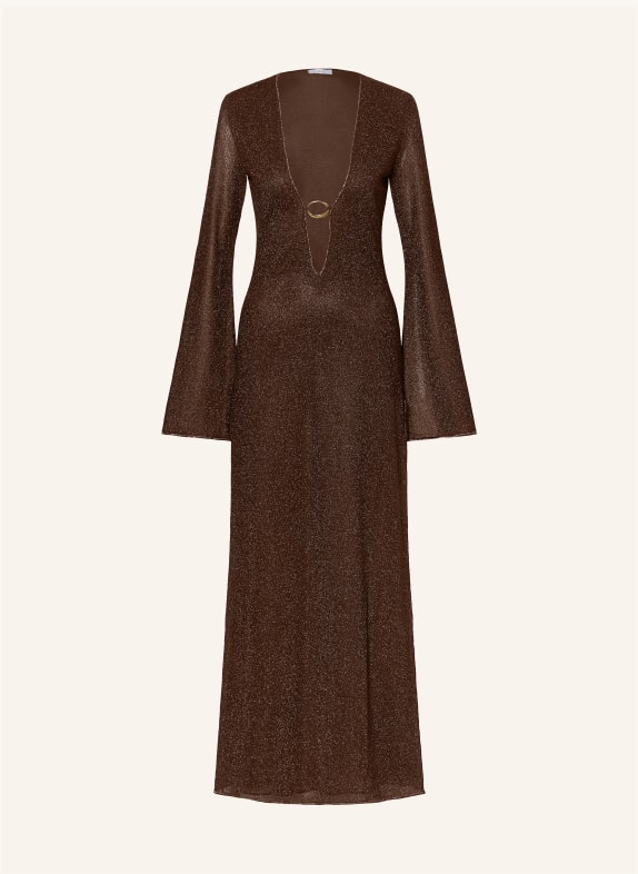 Oséree Strandkleid LUMIÈRE mit Glitzergarn DUNKELBRAUN / GOLD