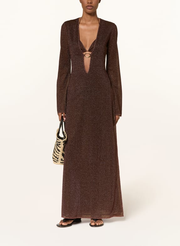Oséree Strandkleid LUMIÈRE mit Glitzergarn DUNKELBRAUN / GOLD