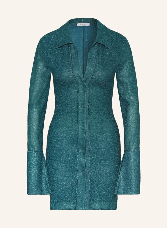 Oséree LUMIÈRE shirt dress with glitter thread TEAL