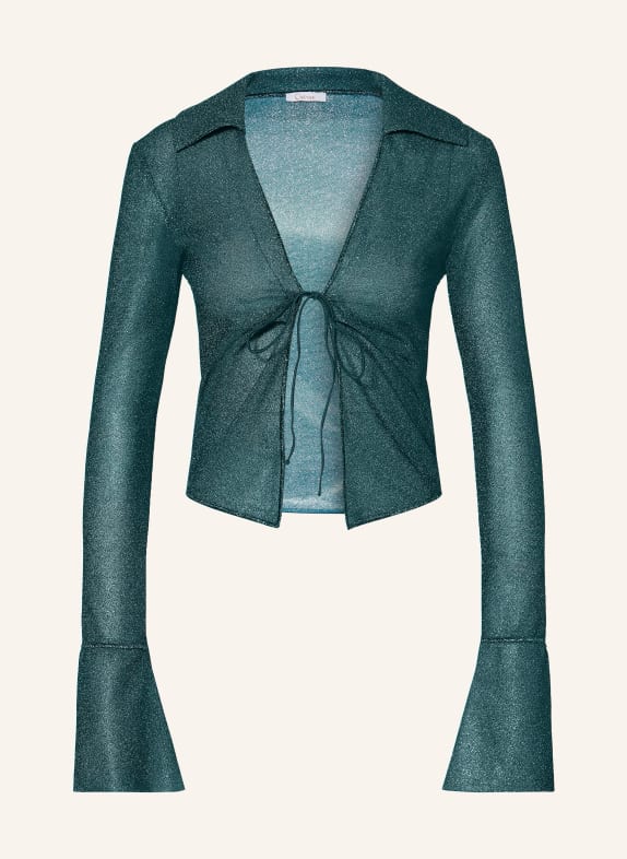 Oséree Bluse LUMIÈRE mit Glitzergarn PETROL