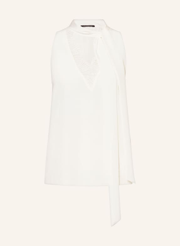LUISA CERANO Blouse top with a bow tie and lace WHITE