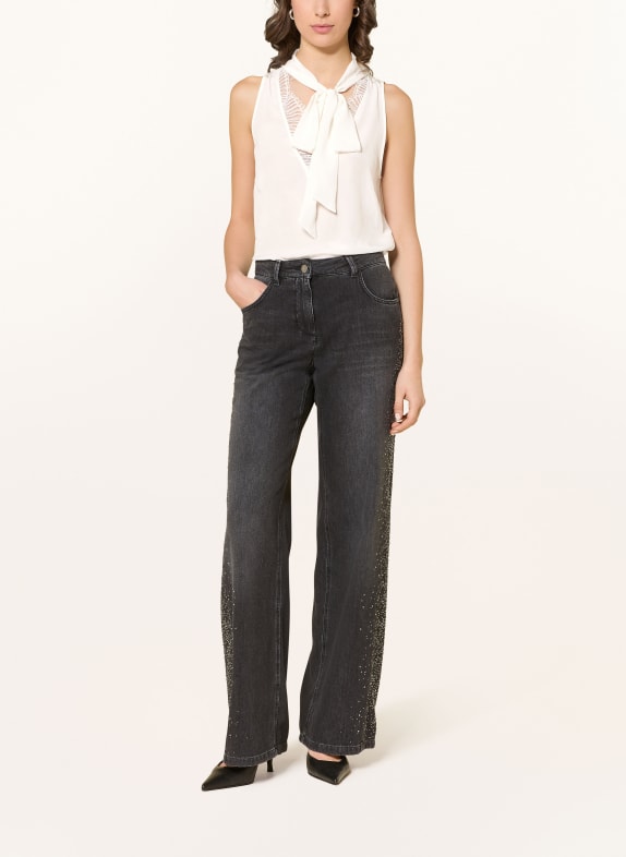 LUISA CERANO Blouse met strik en kant WIT