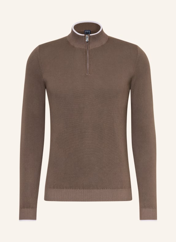 FEDELI piqué sweater TAUPE / WHITE