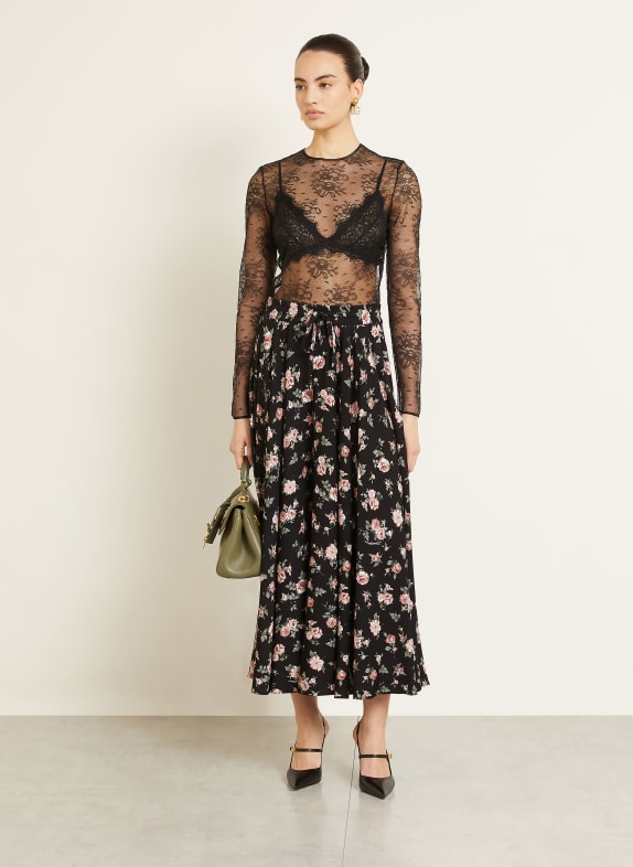 DOLCE & GABBANA Fustă din mătase NEGRU / ROZ / VERDE
