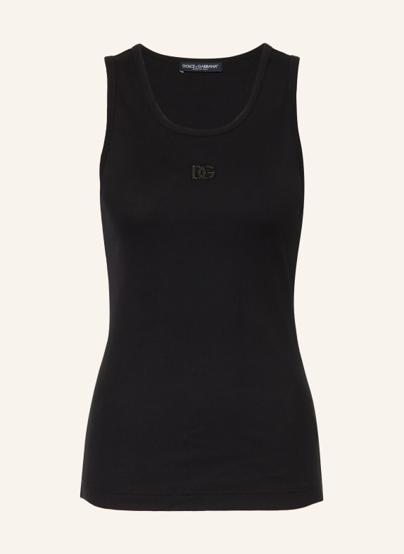 DOLCE & GABBANA Top s ozdobnými kameny ČERNÁ