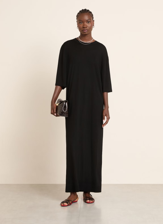 TOTEME Strickkleid aus Merinowolle mit 3/4-Arm SCHWARZ