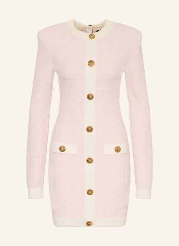BALMAIN Cocktailkleid mit Glitzergarn HELLROSA / CREME