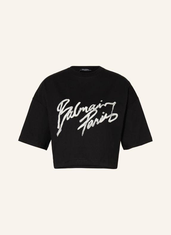 BALMAIN Cropped-Shirt SCHWARZ / DUNKELGRAU / GRAU