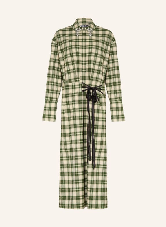 ESSENTIEL ANTWERP Hemdblusenkleid JID mit Schmucksteinen GRÜN / CREME