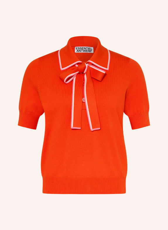 ESSENTIEL ANTWERP Strick-Poloshirt mit abnehmbarer Schluppe ORANGE