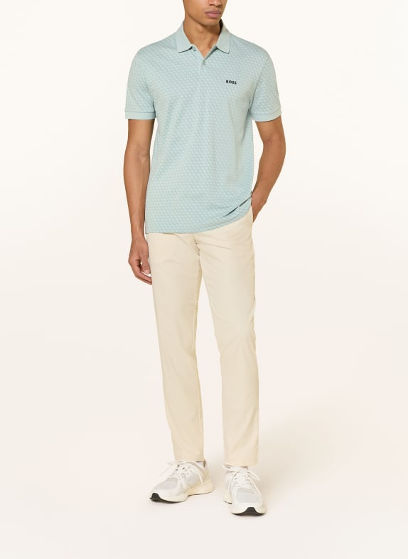 BOSS Tricou polo funcțional CHIP PATTERN TURCOAZ / VERDE
